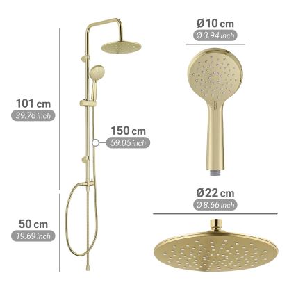 WENKO 26182100 - Sistema de ducha YOUNG LINE 101 cm, color dorado