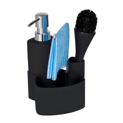WENKO 3620127800 - Set de lavado EMPIRE 11x19 cm negro/plata