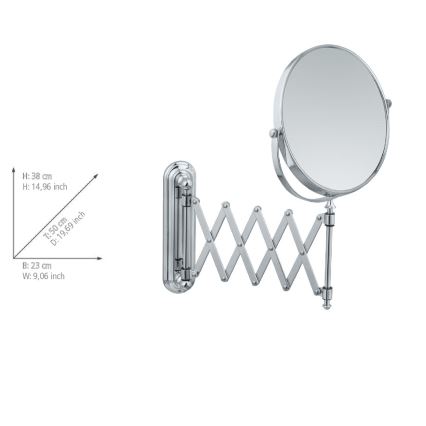 WENKO 3656241100 - Espejo de maquillaje TELESCOPE DELUXE 23x38 cm cromo brillante