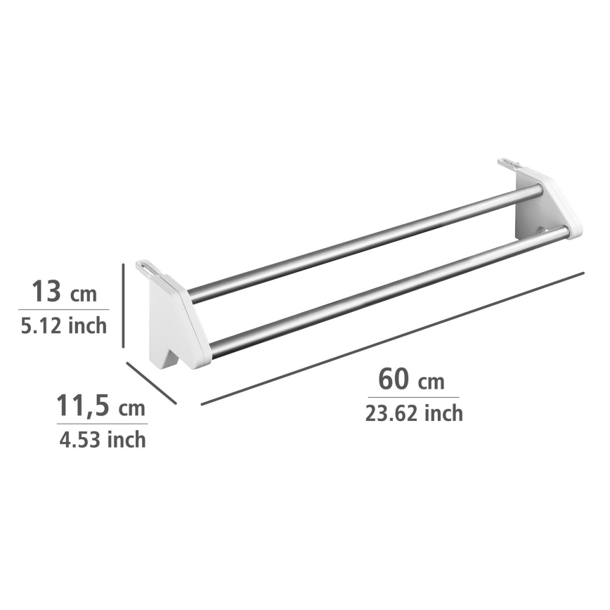 WENKO 3703100 - Tendedero de ropa TWIN 60x13 cm plateado/blanco