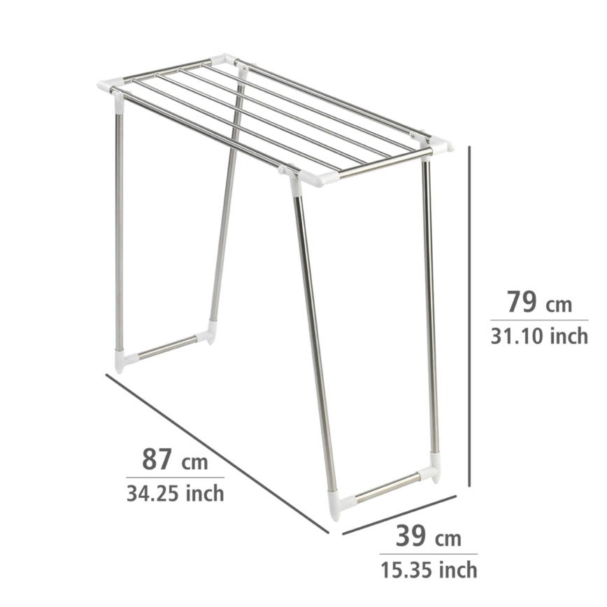 WENKO 3774020100 - Tendedero para ropa PROFI SINGLE 87x79 cm acero inoxidable/plateado/blanco