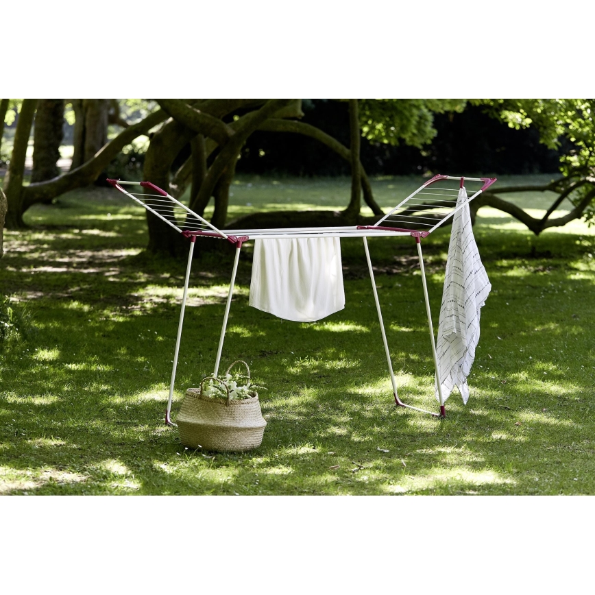 WENKO 3774021100 - Tendedero de ropa SUMMER DRY 153x76 cm blanco/rosa