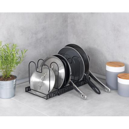 WENKO 53149100 - Soporte para tapas y sartenes 18x18 cm negro