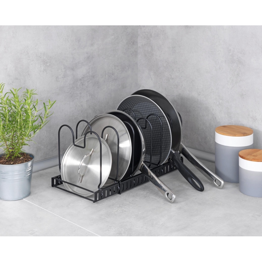 WENKO 53149100 - Soporte para tapas y sartenes 18x18 cm negro