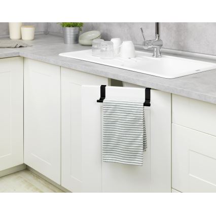 WENKO 53246100 - Soporte para toallas 7x6 cm acero inoxidable/negro