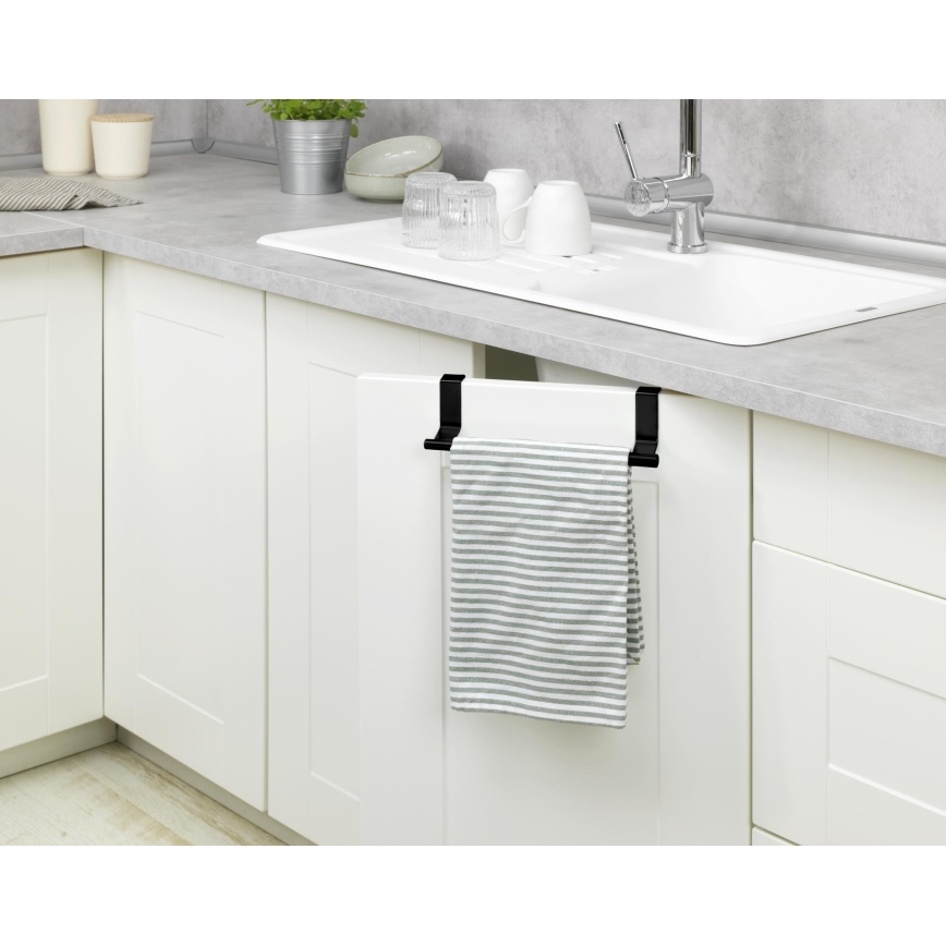 WENKO 53246100 - Soporte para toallas 7x6 cm acero inoxidable/negro