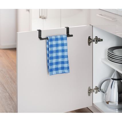 WENKO 53246100 - Soporte para toallas 7x6 cm acero inoxidable/negro