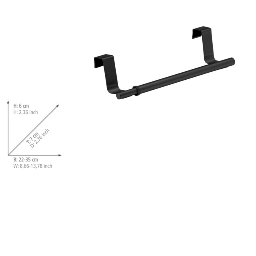 WENKO 53246100 - Soporte para toallas 7x6 cm acero inoxidable/negro