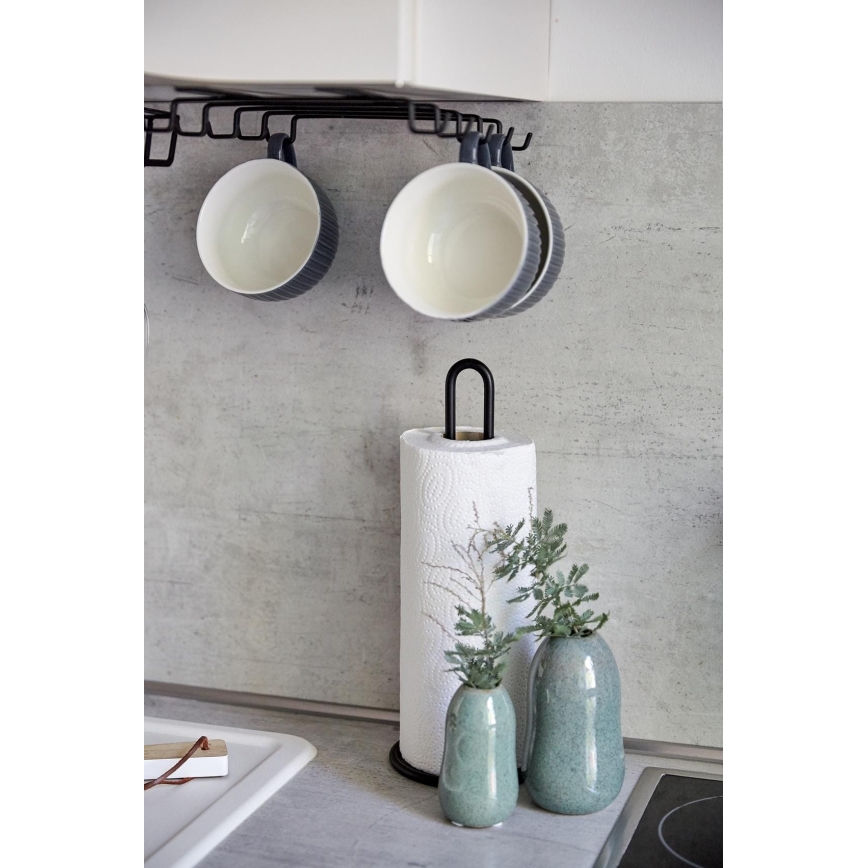 WENKO 53256100 - Soporte para paños de cocina 12,5x32,5 cm negro