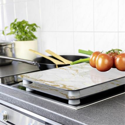 WENKO 53901100 - Tapa protectora para placa de cocina 30x52 cm blanca/gris/transparente
