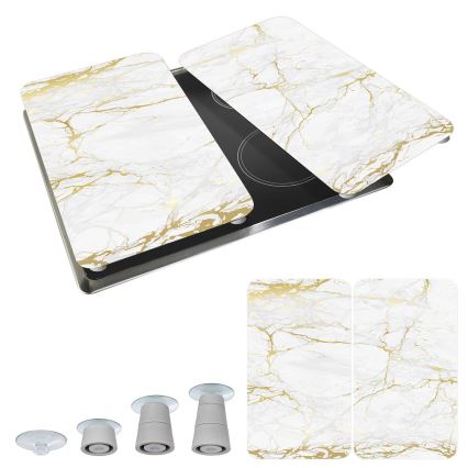 WENKO 53901100 - Tapa protectora para placa de cocina 30x52 cm blanca/gris/transparente