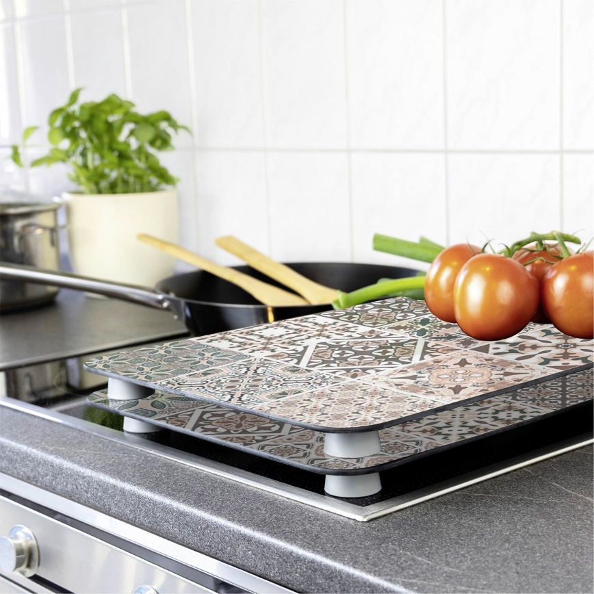 WENKO 53904100 - Tapa protectora para placa de cocina 30x52 cm multicolor/gris/transparente