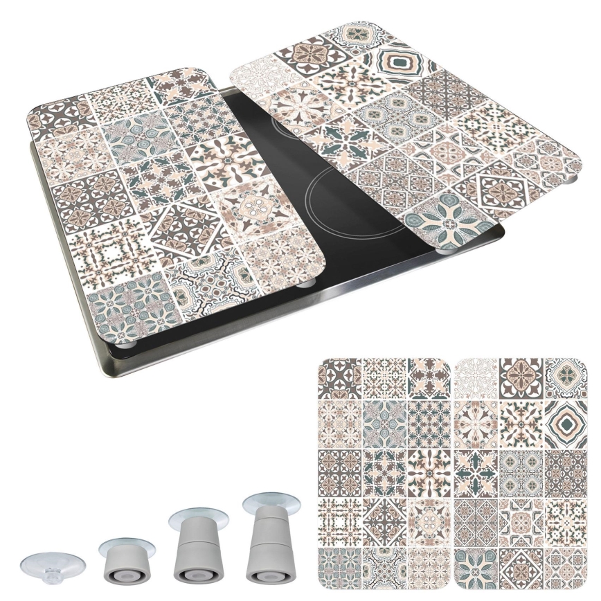 WENKO 53904100 - Tapa protectora para placa de cocina 30x52 cm multicolor/gris/transparente