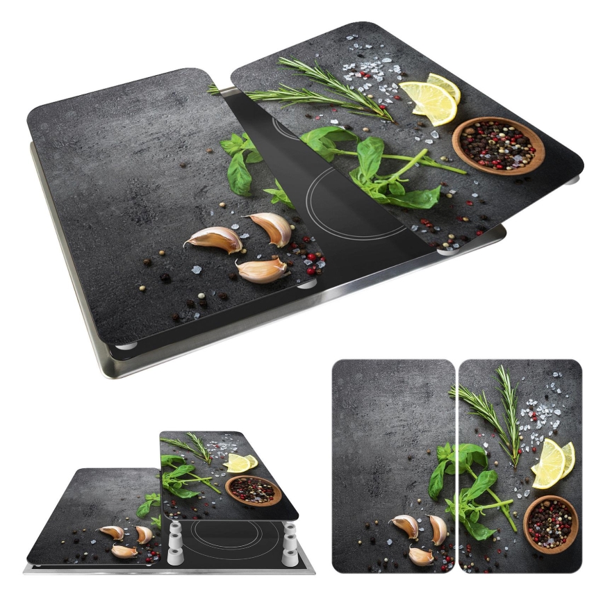 WENKO 53907100 - Tapa para placa de cocción 30x52 cm multicolor/gris/transparente