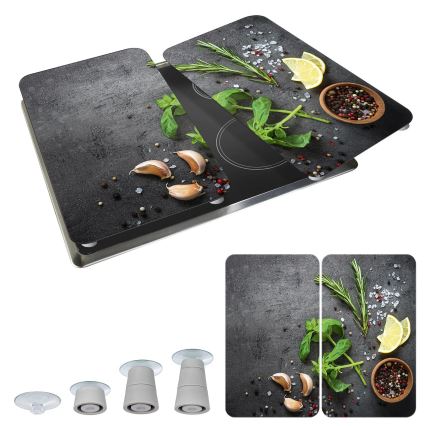 WENKO 53907100 - Tapa para placa de cocción 30x52 cm multicolor/gris/transparente