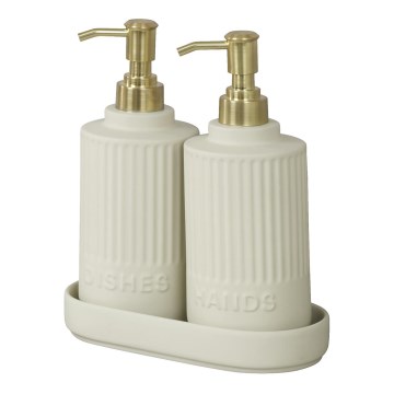 WENKO 54651100 - Dispensador de jabón HEIDI 19x21 cm crema/dorado/blanco