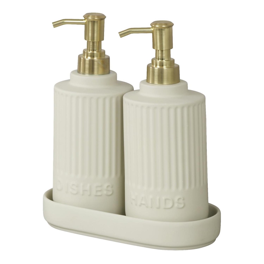 WENKO 54651100 - Dispensador de jabón HEIDI 19x21 cm crema/dorado/blanco