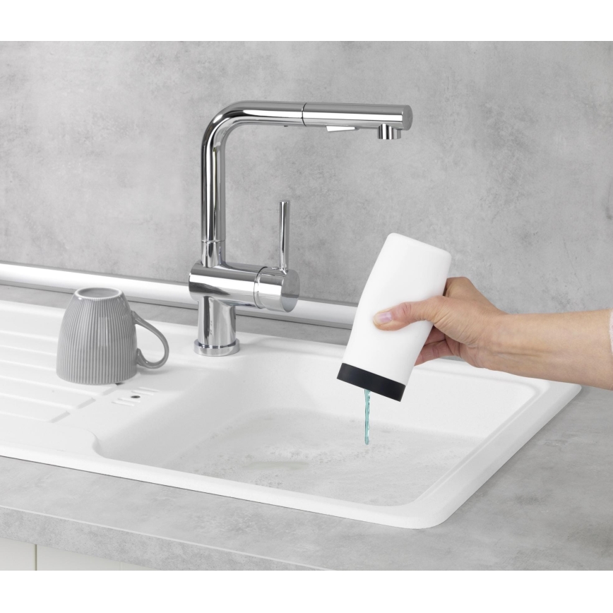 WENKO 54670100 - Dispensador EASY SQUEEZ-E 6x14 cm blanco/negro