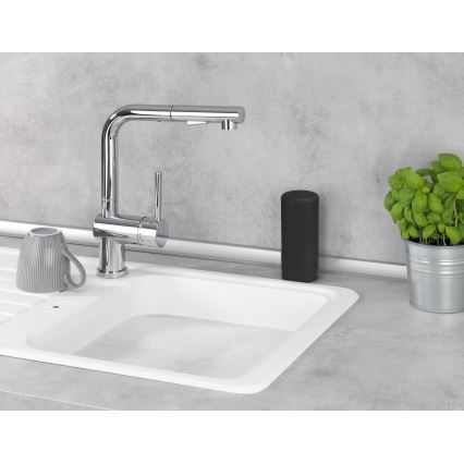 WENKO 54675100 - Dosificador de jabón EASY SQUEEZ-E 6x14 cm negro