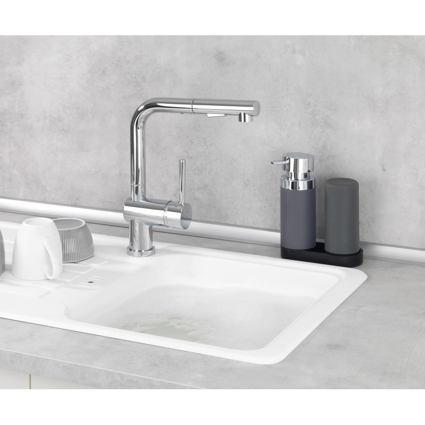 WENKO 54735100 - Estación de lavado EASY SQUEEZ-E 15x18 cm gris/gris