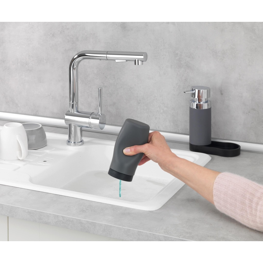 WENKO 54735100 - Estación de lavado EASY SQUEEZ-E 15x18 cm gris/gris