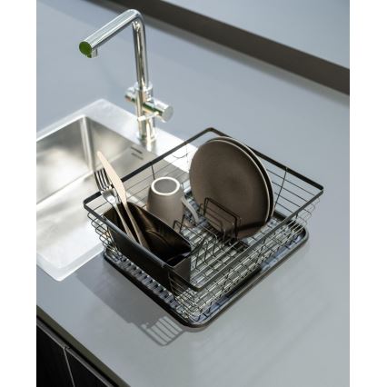 WENKO 54766100 - Escurridor de platos BLACK OUTDOOR KITCHEN 36x30 cm negro/negro