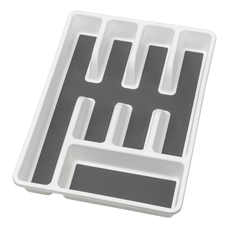 WENKO 54788100 - Organizador de cubiertos 26,5x36,5 cm blanco/gris