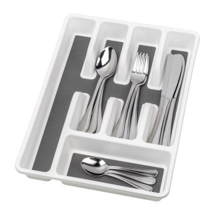 WENKO 54788100 - Organizador de cubiertos 26,5x36,5 cm blanco/gris