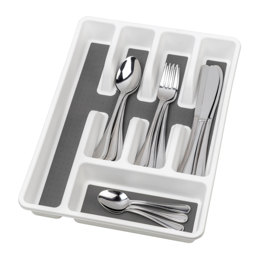 WENKO 54788100 - Organizador de cubiertos 26,5x36,5 cm blanco/gris