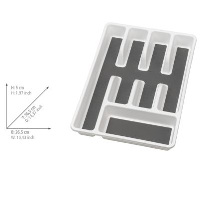 WENKO 54788100 - Organizador de cubiertos 26,5x36,5 cm blanco/gris