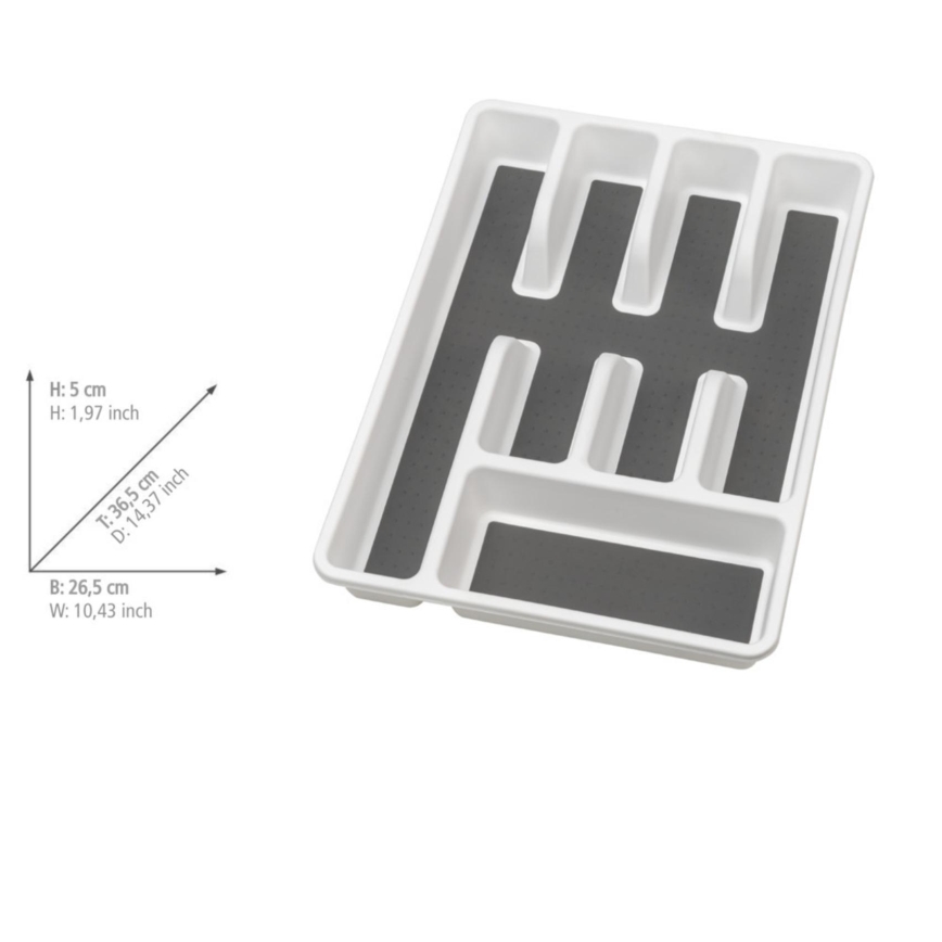 WENKO 54788100 - Organizador de cubiertos 26,5x36,5 cm blanco/gris