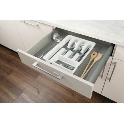 WENKO 54788100 - Organizador de cubiertos 26,5x36,5 cm blanco/gris
