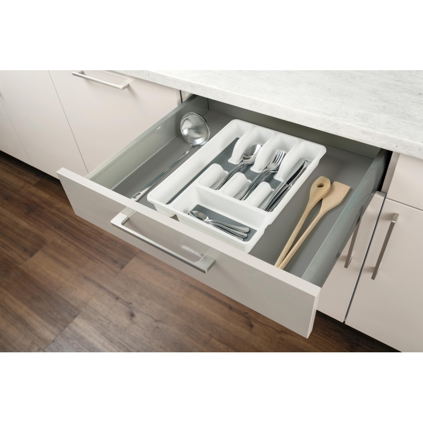 WENKO 54788100 - Organizador de cubiertos 26,5x36,5 cm blanco/gris