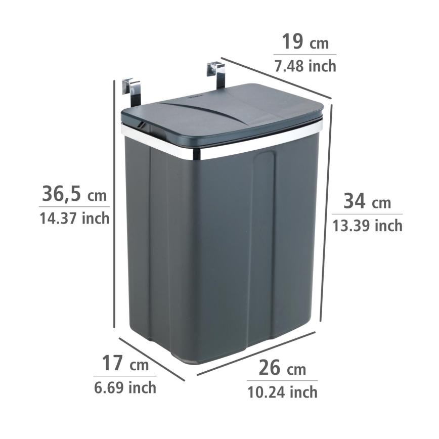 WENKO 54903100 - Cesto para puerta 26x36,5 cm gris/plateado