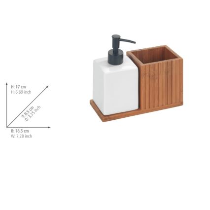 WENKO 54944100 - Dispensador de jabón MERA 18,5x17 cm marrón