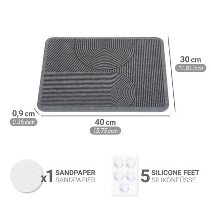 WENKO 54955100 - Alfombrilla absorbente DAMON 40x30 cm diatomita/gris