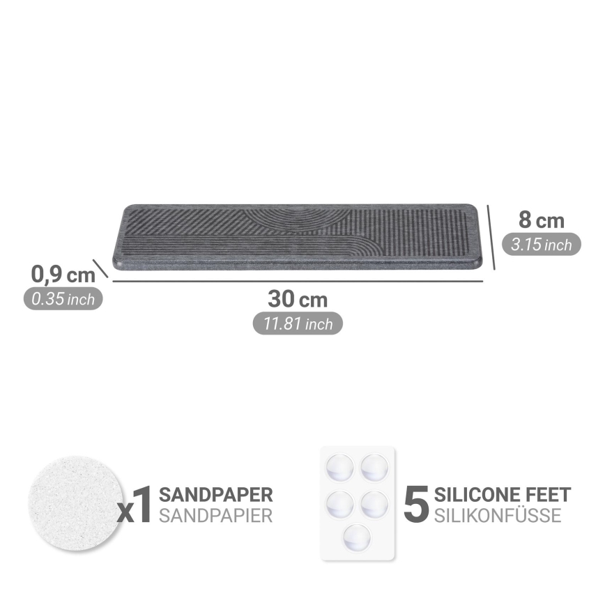 WENKO 54957100 - Alfombrilla antigoteo DAMON 30x8 cm gris