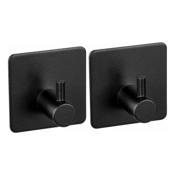 WENKO 55009100-Gancho NEGRO PARA COCINA EXTERIOR 4,5x4,5 cm acero inoxidable/negro