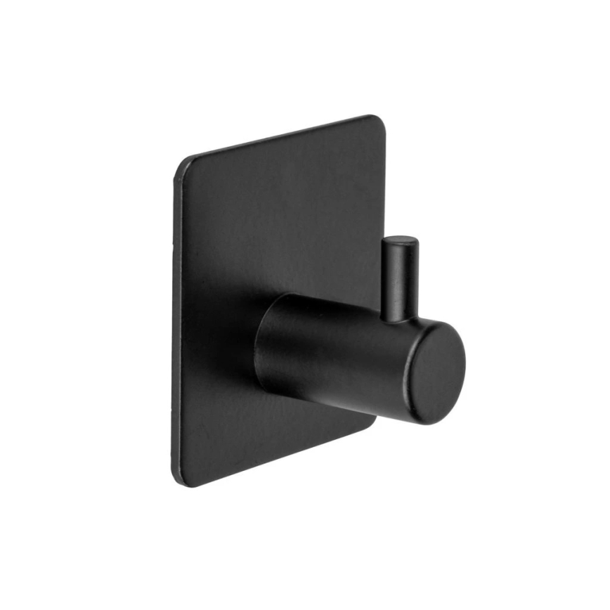 WENKO 55009100-Gancho NEGRO PARA COCINA EXTERIOR 4,5x4,5 cm acero inoxidable/negro