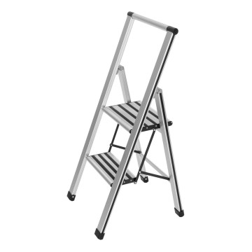 WENKO 601011100 - Escalera ALU-DESIGN 44 x 101 cm, plateada/negra