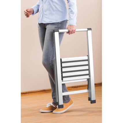 WENKO 601011100 - Escalera ALU-DESIGN 44 x 101 cm, plateada/negra