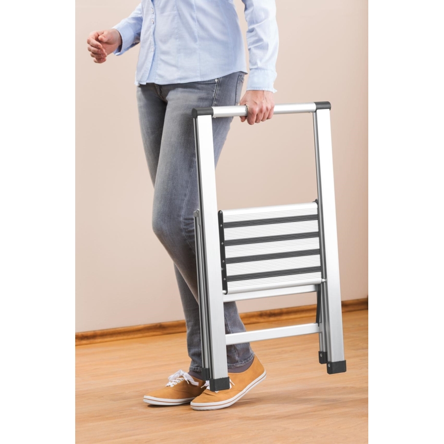 WENKO 601011100 - Escalera ALU-DESIGN 44 x 101 cm, plateada/negra