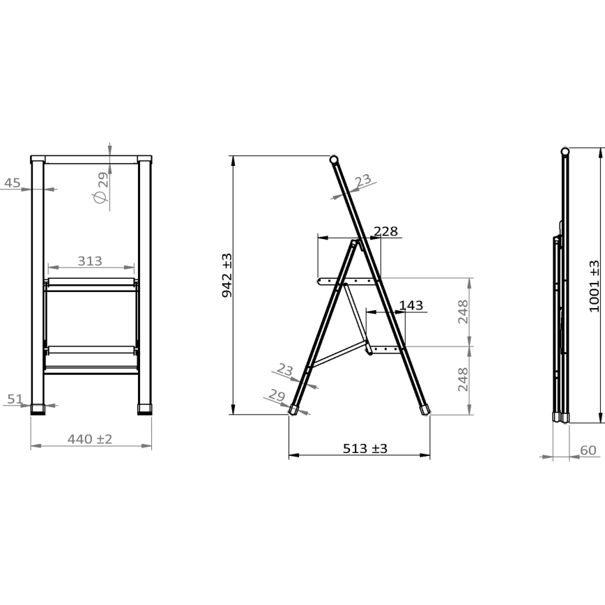 WENKO 601015100 - Escalera ALU-DESIGN 44x101 cm blanca/gris