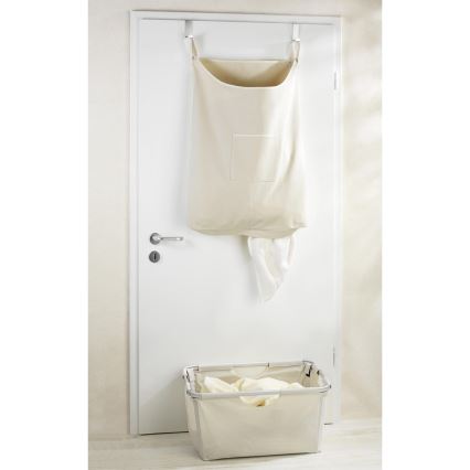 WENKO 62107100 - Cesto para ropa CANGURO 52x81 cm beige/plateado