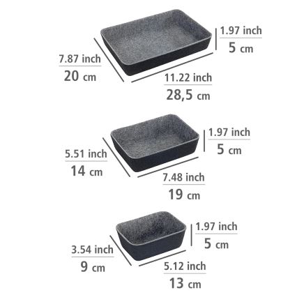 WENKO 64502100 - Organizador para cajón FELT 28,5x20 cm gris