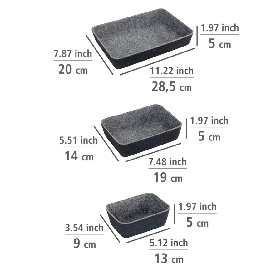 WENKO 64502100 - Organizador para cajón FELT 28,5x20 cm gris