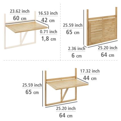 WENKO 69806800 - Mesa WAIKIKI 64 x 65 cm blanco/marrón