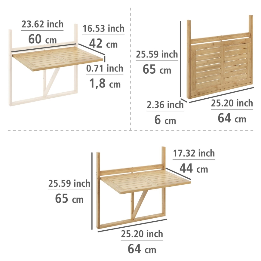 WENKO 69806800 - Mesa WAIKIKI 64 x 65 cm blanco/marrón