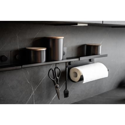 WENKO 71144800 - Portarrollos JET 30x15 cm negro