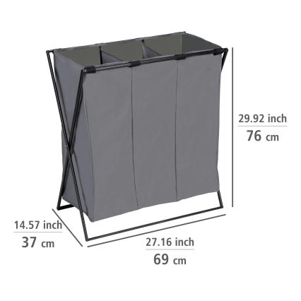 WENKO 71297800 - Cesto de ropa TRIO 69x76 cm gris/negro